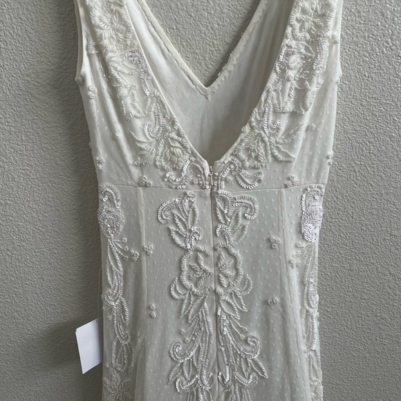 NWT Lulus Passionate Romance White Beaded Sequin Mermaid Maxi Wedding Dress SM - Picture 10 of 12